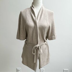 Ann Taylor LOFT | Beige Short Sleeve Kimono Style Tie Waist Cardigan EUC Size: S